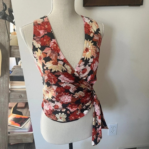 Vintage KAY UNGER Floral Tank with Ruching Detail 42 / 6 - Picture 1 of 5